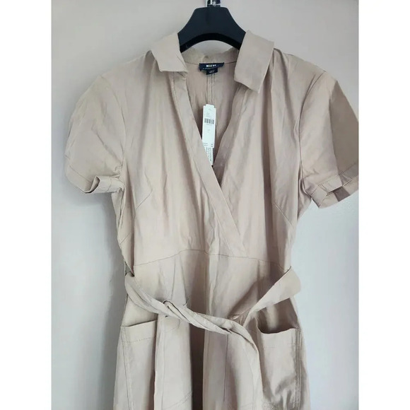 NWT Anthropologie The Colette Wrap Midi Dress by Maeve Size L Honey #9H422 - Picture 4 of 12